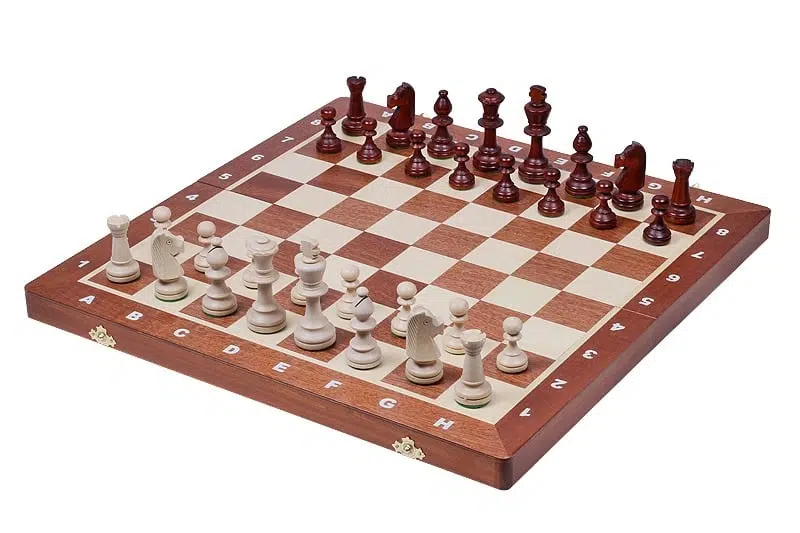 Scacchiera Pieghevole e Set di Scacchi in Legno Taglia 6 con Vano Portapezzi