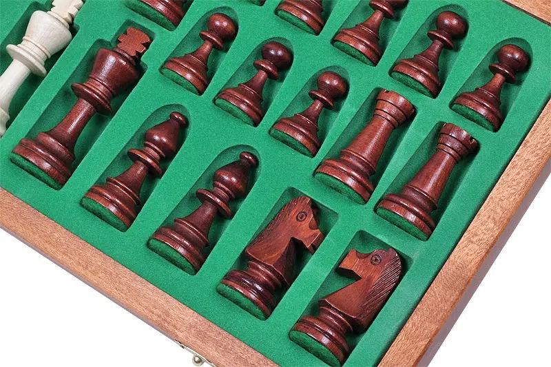 Scacchiera Pieghevole e Set di Scacchi in Legno Taglia 6 con Vano Portapezzi - immagine 6