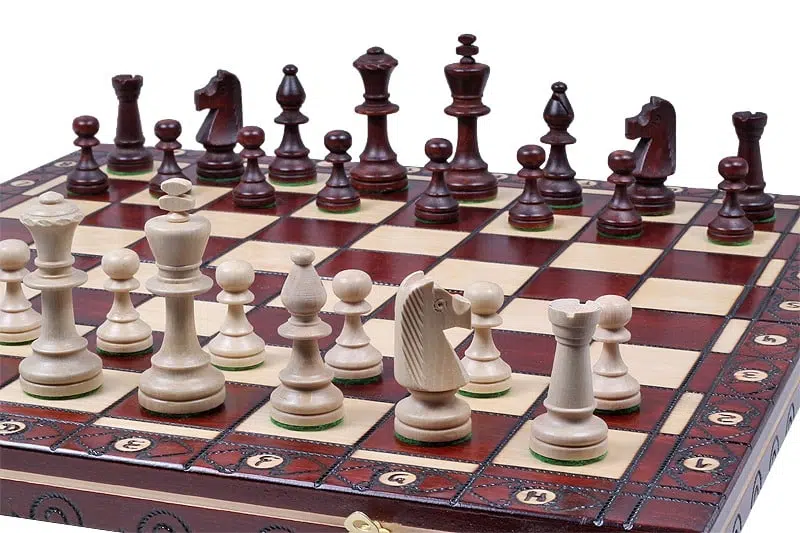 Scacchiera Pieghevole e Set di Scacchi in Legno con Vano Portapezzi - immagine 5