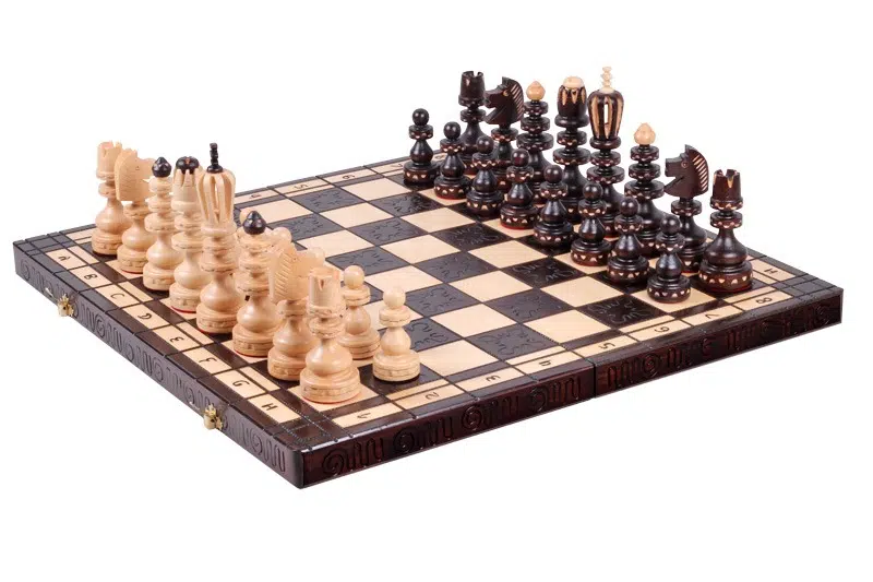 Grande Set di Scacchi e Scacchiera Pieghevole in Legno con Vano Portapezzi - immagine 5