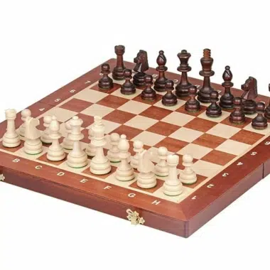 Scacchiera Pieghevole e Set di Scacchi in Legno con Vano Portapezzi