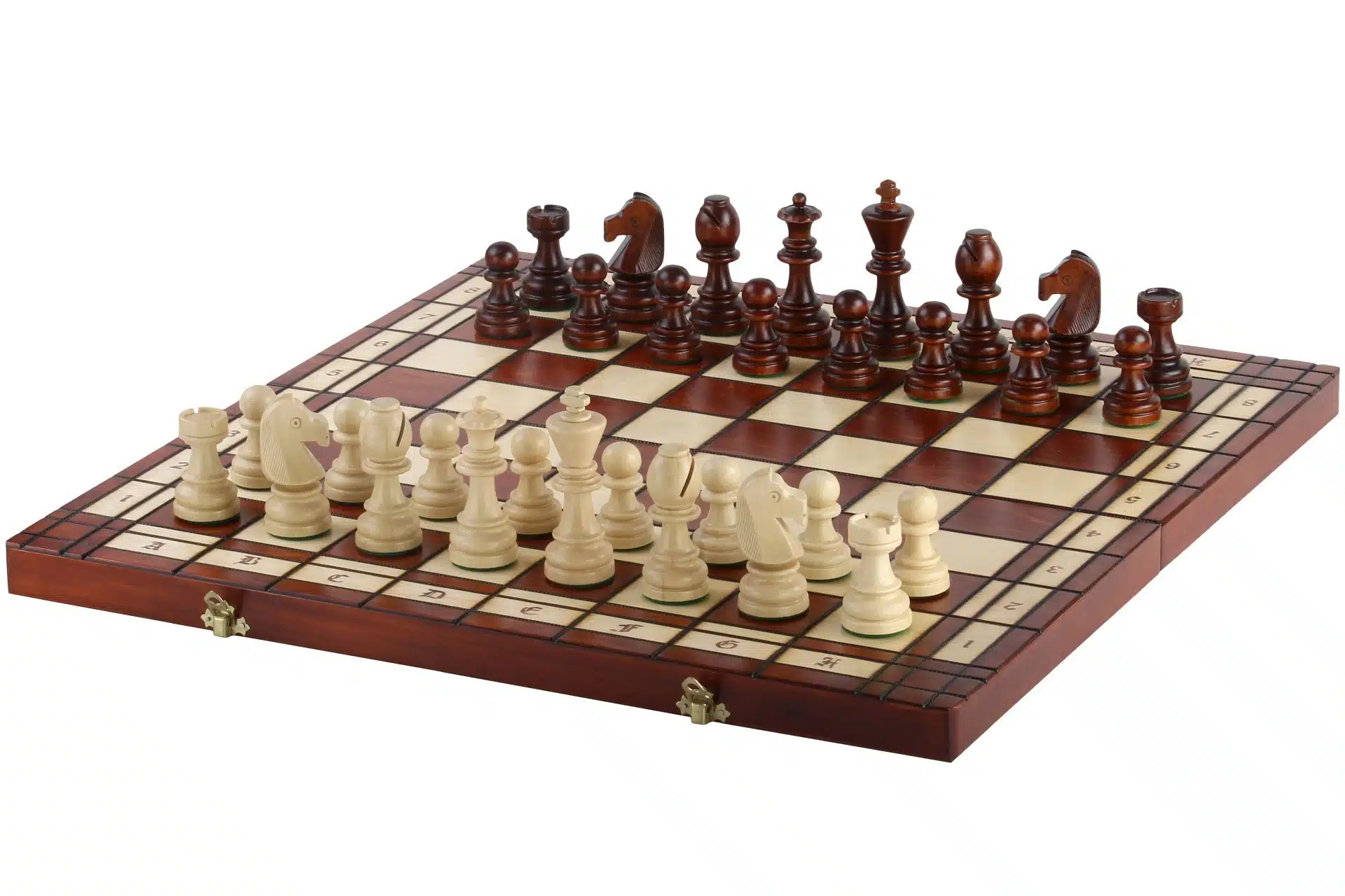 Grande set di scacchi pieghevole in legno con vano portapezzi