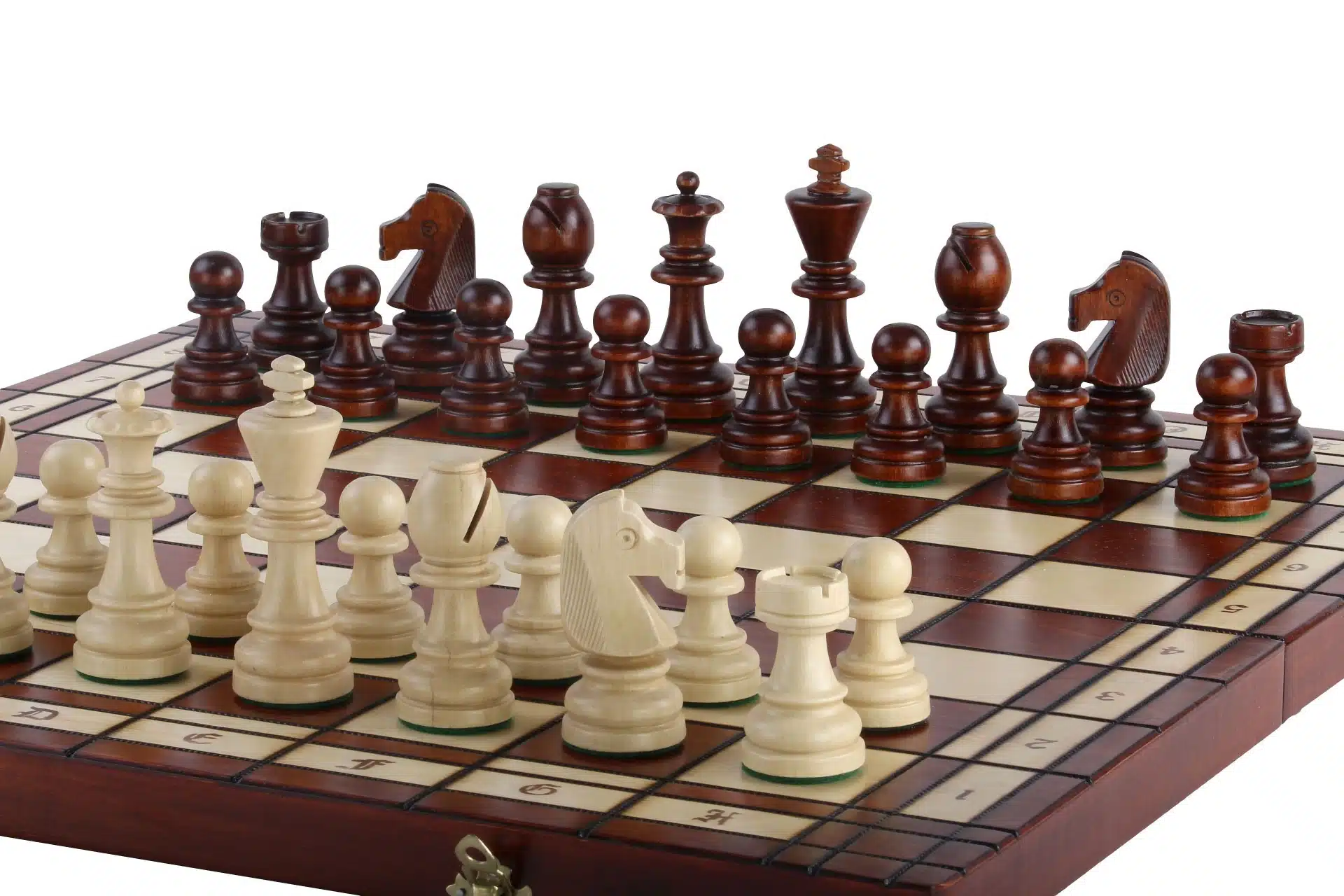 Grande set di scacchi pieghevole in legno con vano portapezzi - immagine 5