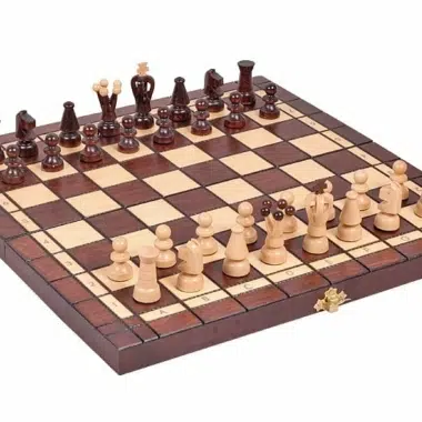 Set di Scacchi e Dama Pieghevole in Legno