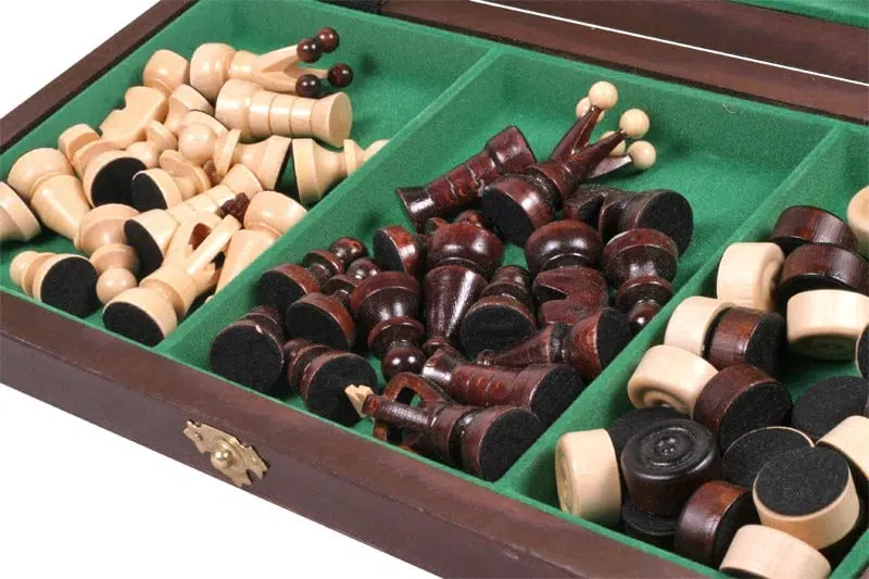 Set di Scacchi e Dama Pieghevole in Legno - immagine 2