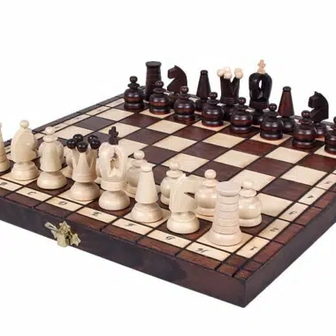 Set di Scacchi in Legno Ornato Pieghevole - 31x31 cm
