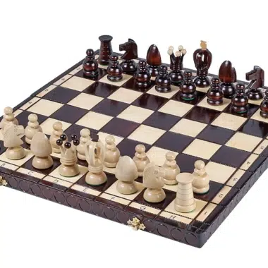 Set di Scacchi in Legno e Scacchiera Pieghevole con Coordinate Alfanumeriche in Legno