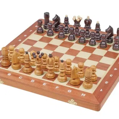 Pezzi degli Scacchi in Legno e Scacchiera Pieghevole in Legno con Vano Portapezzi