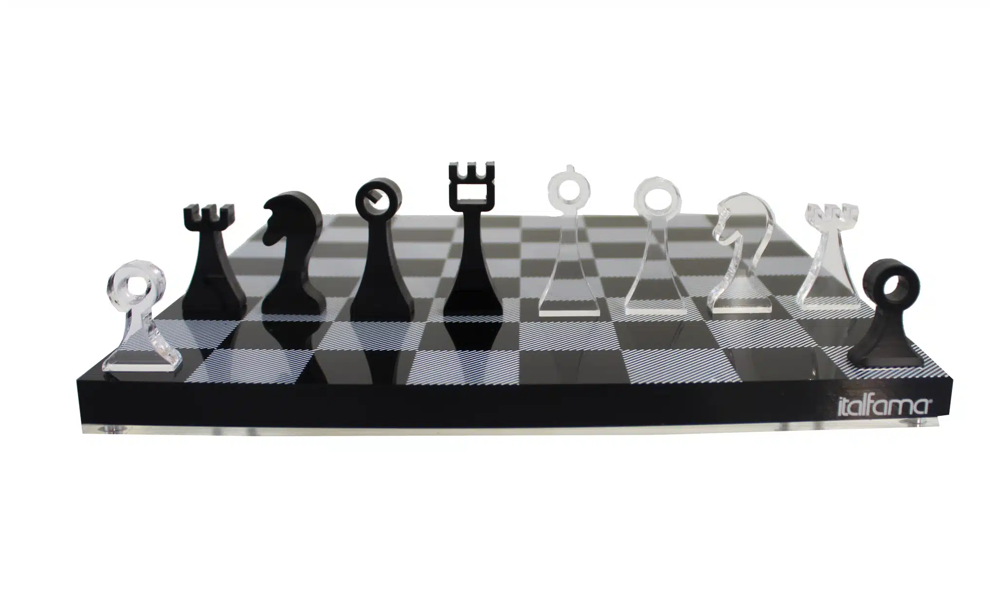 Set di Scacchi Design Nero e Trasparente in Plexiglas con Vano Portapezzi - immagine 3