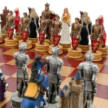 Alternative view of Set di Scacchi Figure Re Artù e Scacchiera in Similpelle con Vano Portapezzi