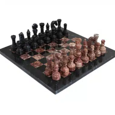 Set di Scacchi in Marmo Rosa e Nero