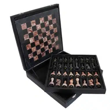 Alternative view of Set di Scacchi in Marmo Rosa e Nero
