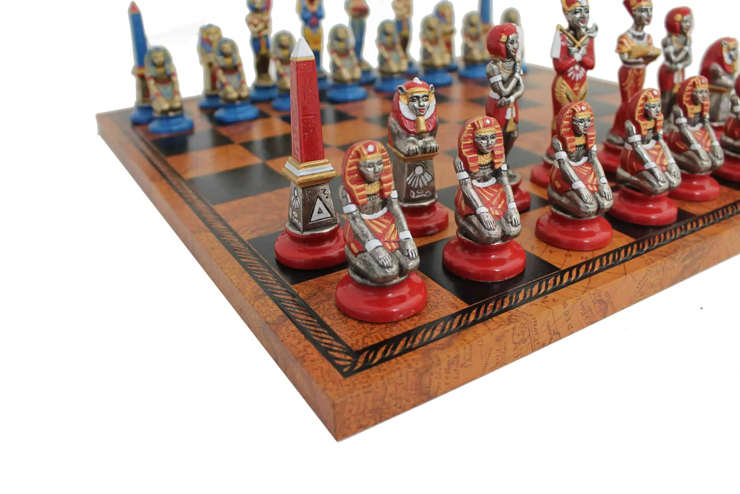 Statuine dell'Antico Egitto in Metallo e Scacchiera in Similpelle - immagine 3