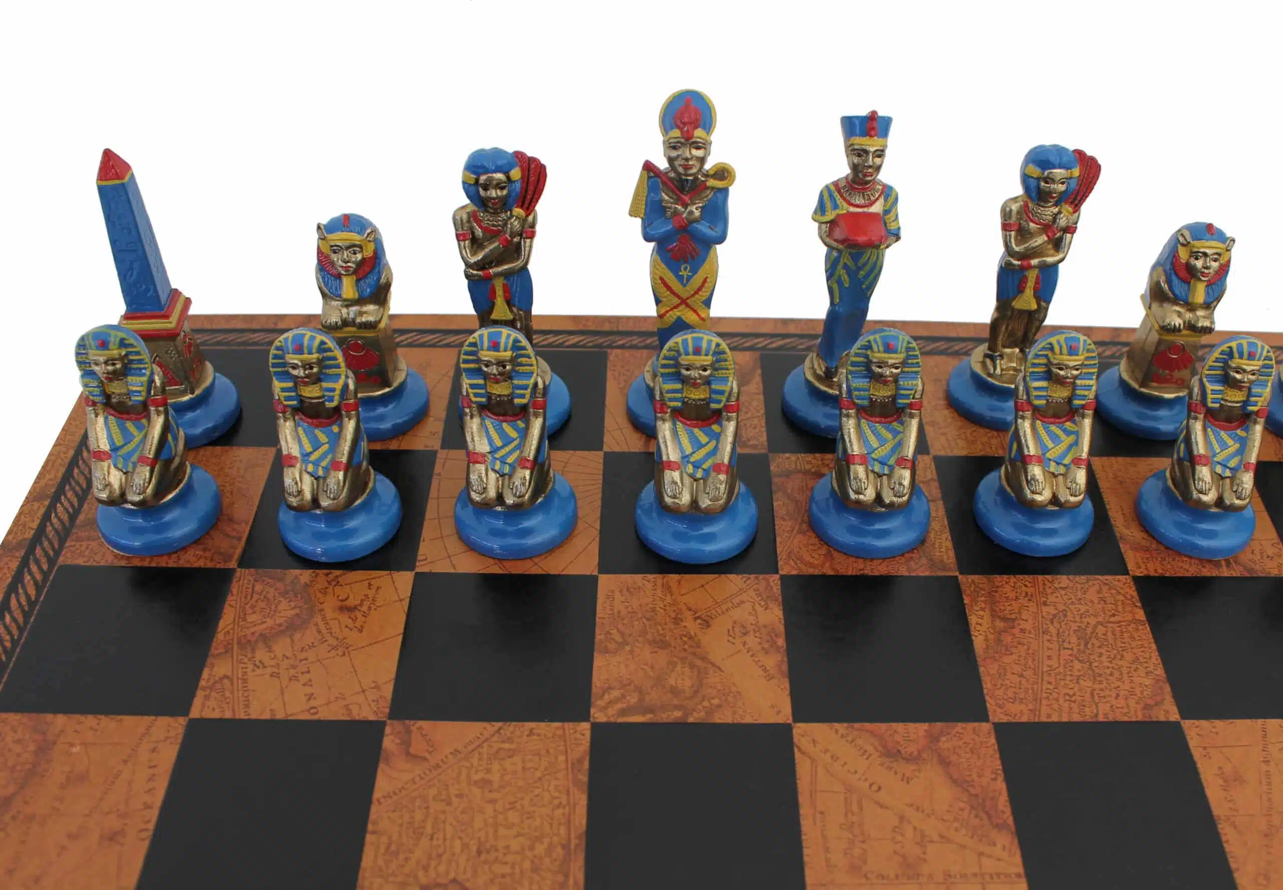 Statuine dell'Antico Egitto in Metallo e Scacchiera in Similpelle - immagine 4