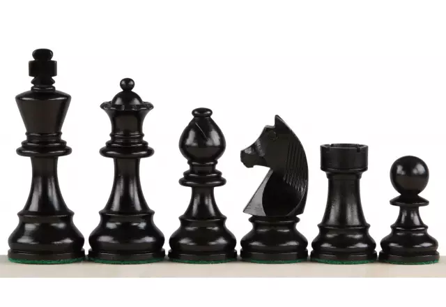 Ensemble Germany Jeu d'Échecs Staunton en Bois d'Ébène et de Buis et Echiquier en Bois de Noyer