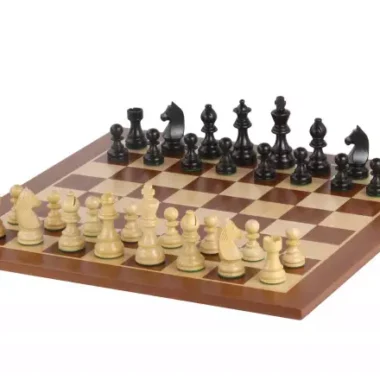 Ensemble Classique Staunton Jeu d'Échecs en Bois d Ébène et Buis et Echiquier en Bois d'Acajou