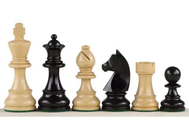 Ensemble Pieces d'Echecs en Bois de Buis et Echiquier Alphanumérique