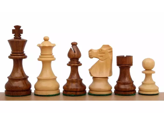 Pièces d'Échecs Staunton Français en Bois d'Acacia et Buis