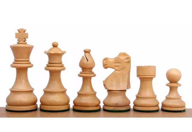 Pièces d'Échecs Staunton Français en Bois d'Acacia et Buis