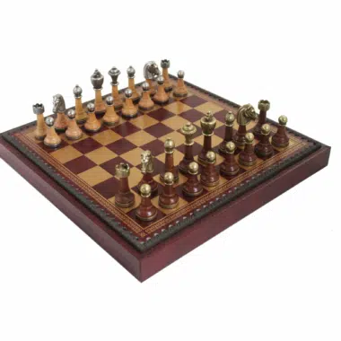 Set di Scacchi e Scacchiera in Similpelle con Vani Portapezzi