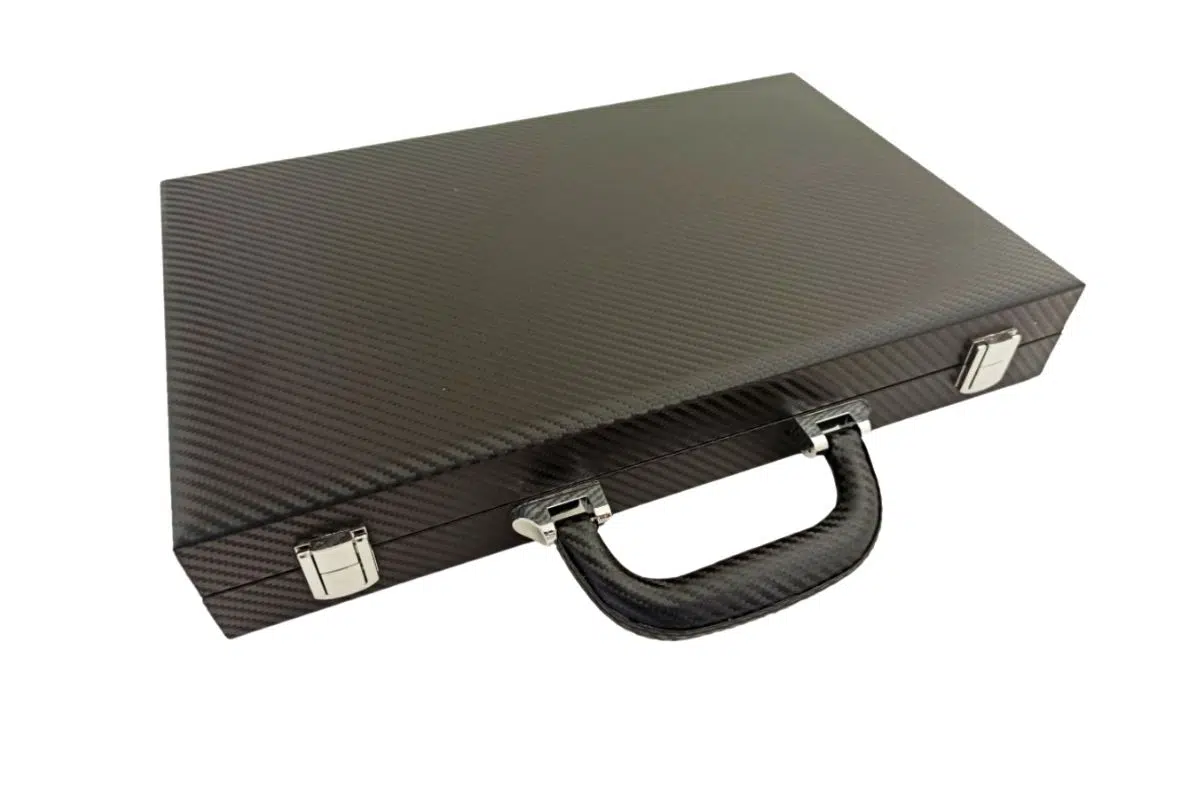 Set di Backgammon Pieghevole in Similpelle Nera e Rossa - immagine 3
