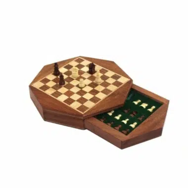 Alternative view of Set di Scacchi Magnetico Ottagonale in Legno di Acacia con Cassetto Portapezzi