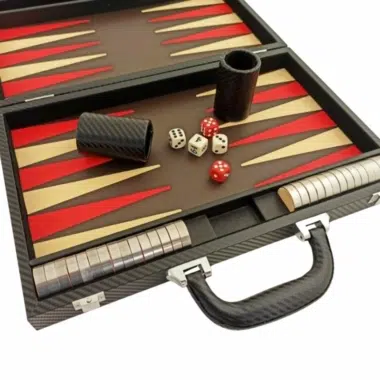 Alternative view of Set di Backgammon Pieghevole in Similpelle Nera e Rossa