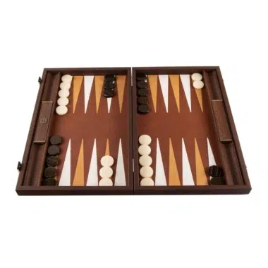 Set de Luxe Backgammon en Cuir véritable et Bois Stratifié