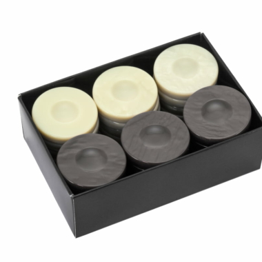 Alternative view of Pedine da Backgammon in Galalite - Set da 30 - 3 Colori