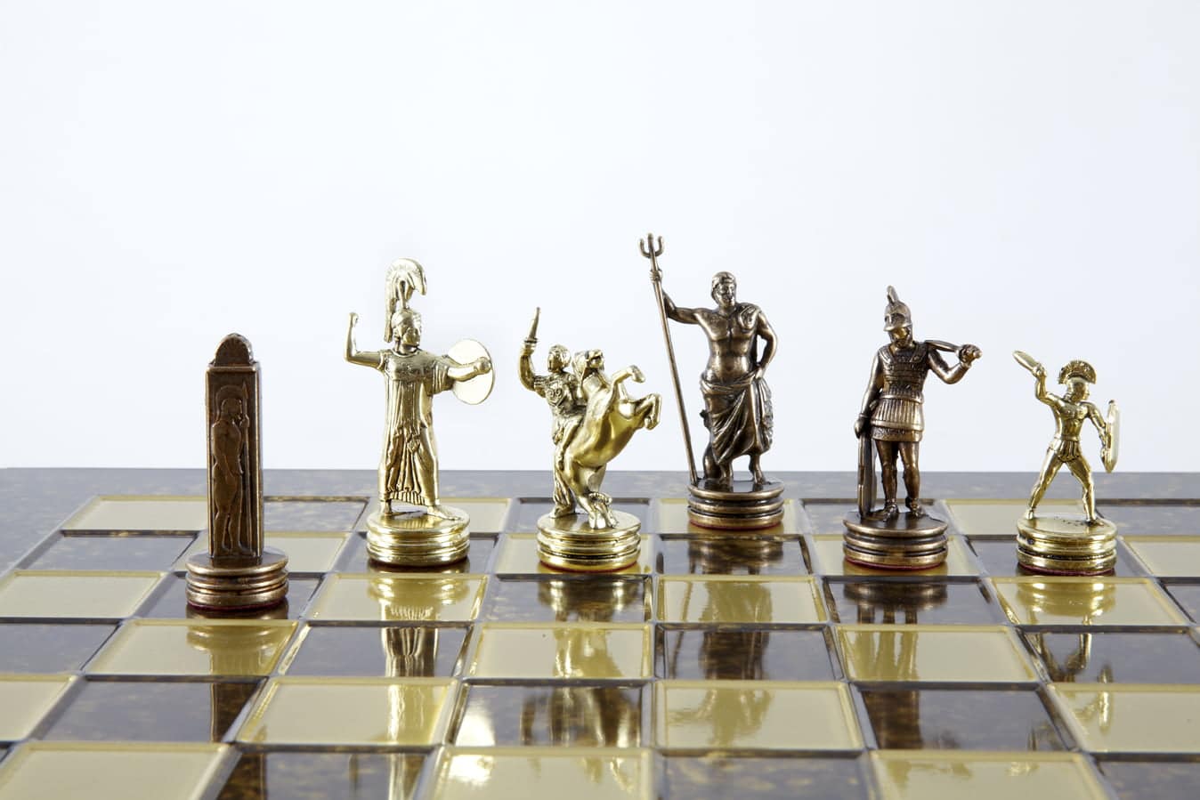 Set di Scacchi Mitologia Greca con Pezzi Oro & Marrone - Scacchiera in Metallo 36 x 36 cm - immagine 11