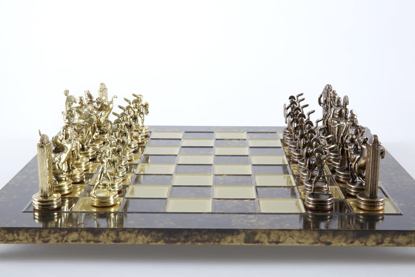Set di Scacchi Mitologia Greca con Pezzi Oro & Marrone - Scacchiera in Metallo 36 x 36 cm - immagine 8