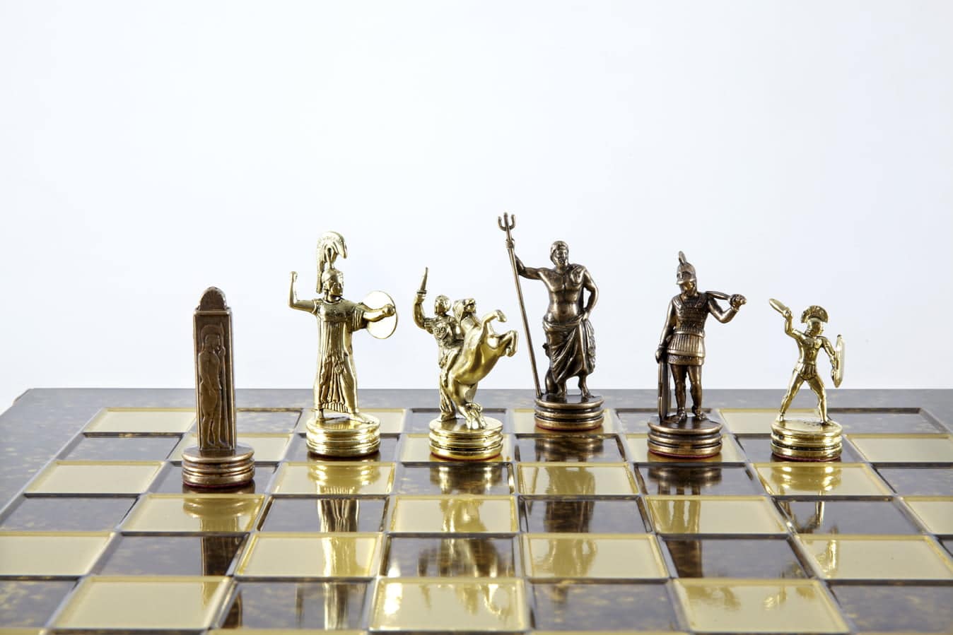 Set di Scacchi Mitologia Greca con Pezzi Oro & Marrone - Scacchiera in Metallo 36 x 36 cm - immagine 10