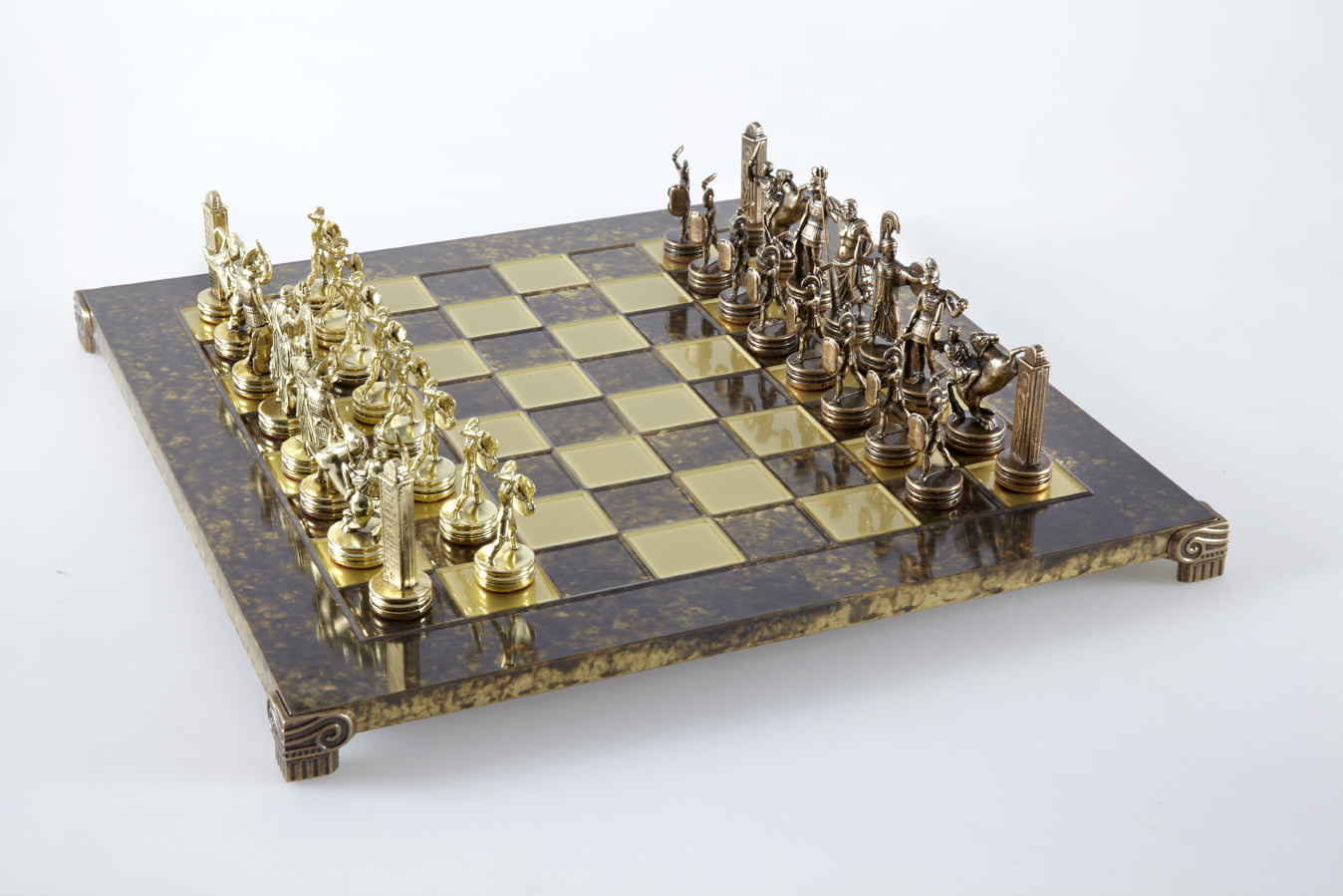 Set di Scacchi Mitologia Greca con Pezzi Oro & Marrone - Scacchiera in Metallo 36 x 36 cm - immagine 15