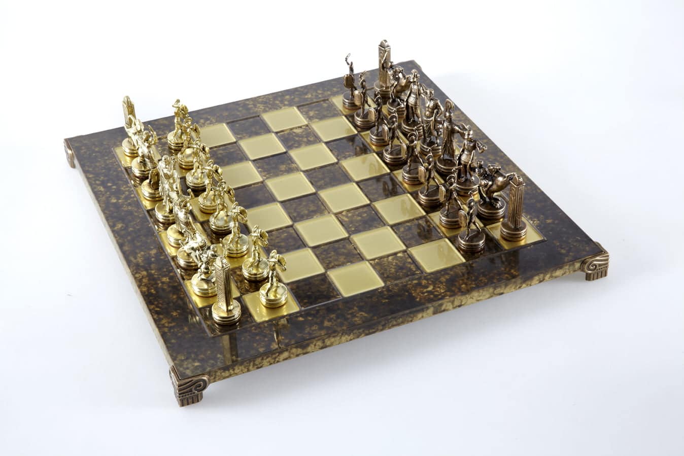 Set di Scacchi Mitologia Greca con Pezzi Oro & Marrone - Scacchiera in Metallo 36 x 36 cm - immagine 9