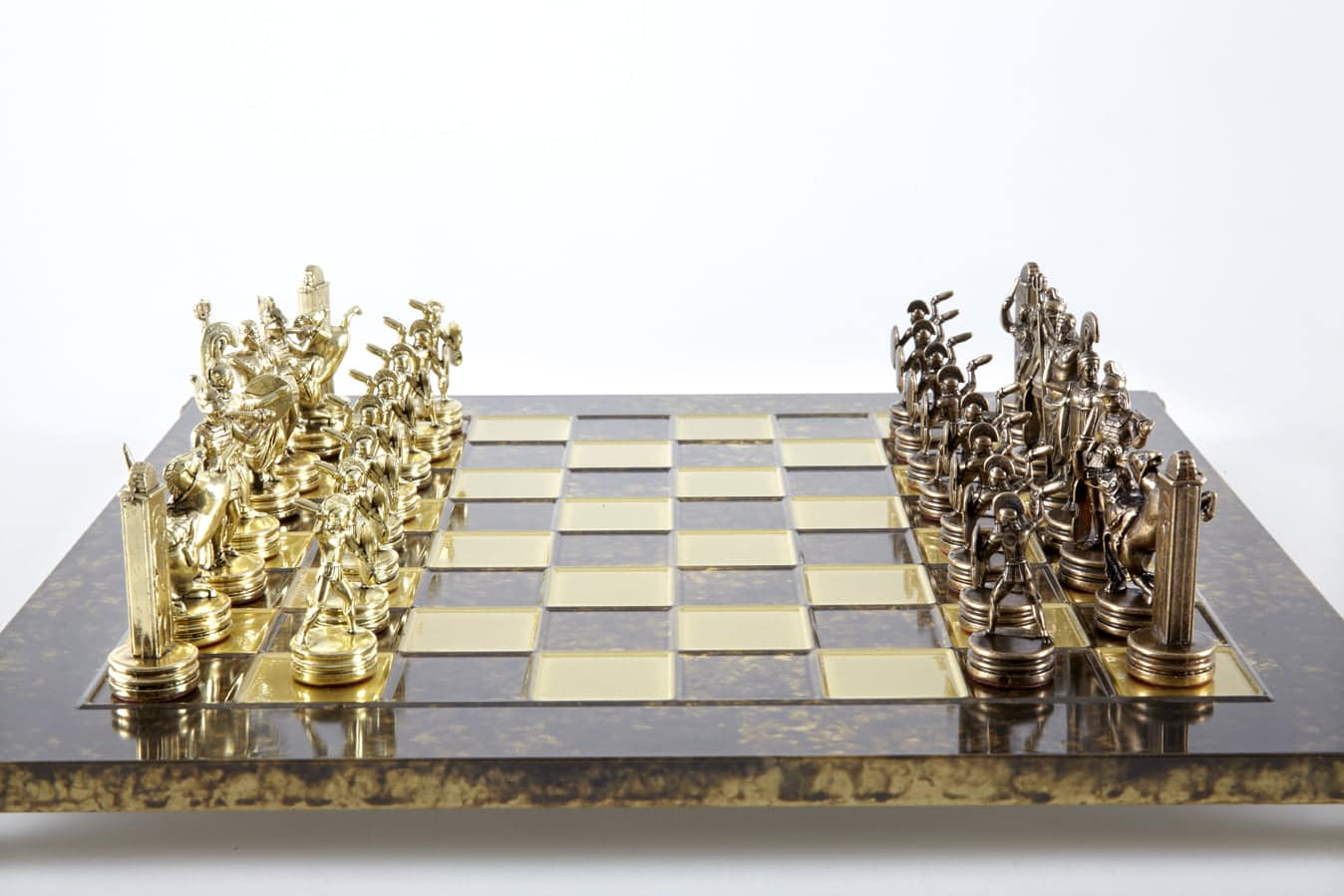 Set di Scacchi Mitologia Greca con Pezzi Oro & Marrone - Scacchiera in Metallo 36 x 36 cm - immagine 7