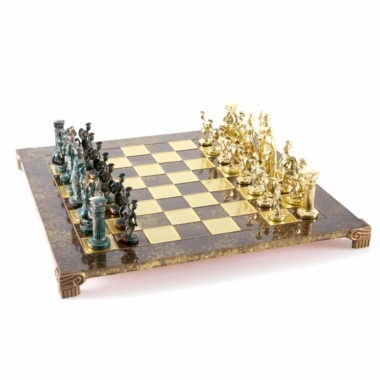 Alternative view of Set di Scacchi Greco-Romano - Pezzi Verdi e Dorati con Scacchiera in Metallo