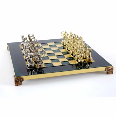 Alternative view of Piccolo Set di Scacchi in Metallo Argento e Oro Archers - Scatola in Legno Laminato con Scacchiera in Metallo