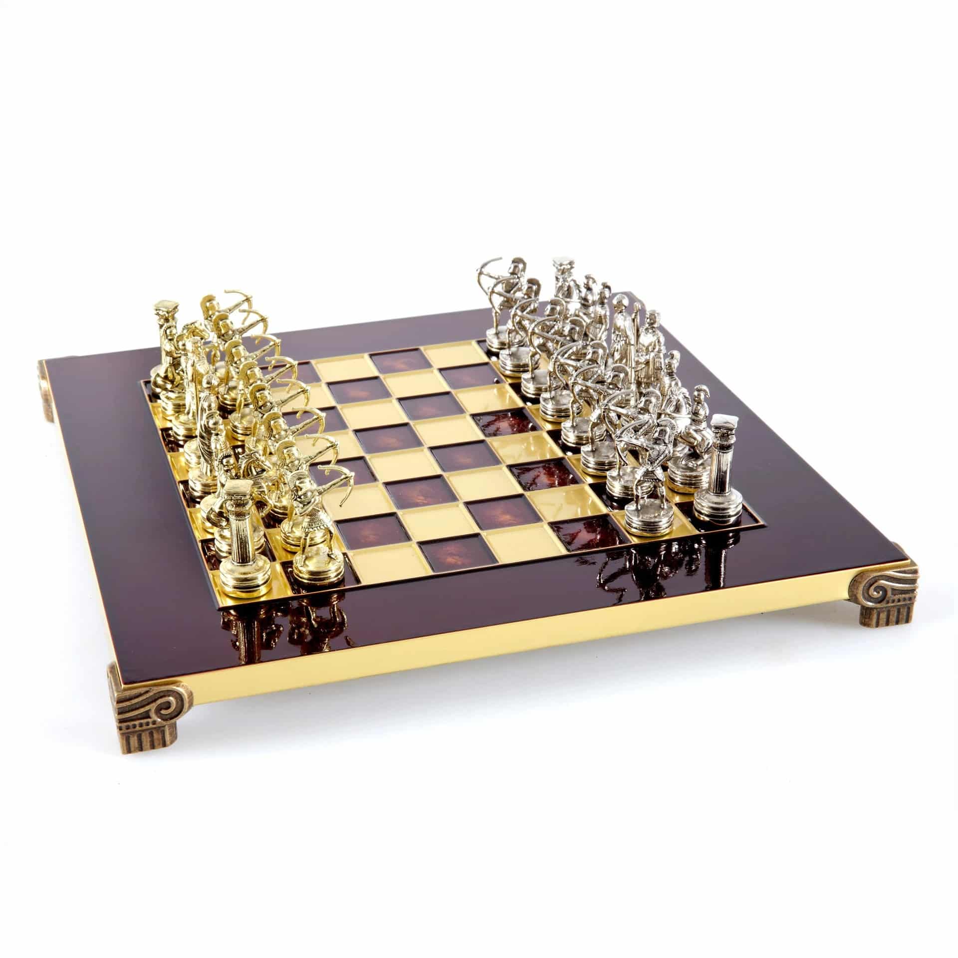 Piccolo Set di Scacchi in Metallo Argento e Oro Archers - Scatola in Legno Laminato con Scacchiera in Metallo - immagine 12