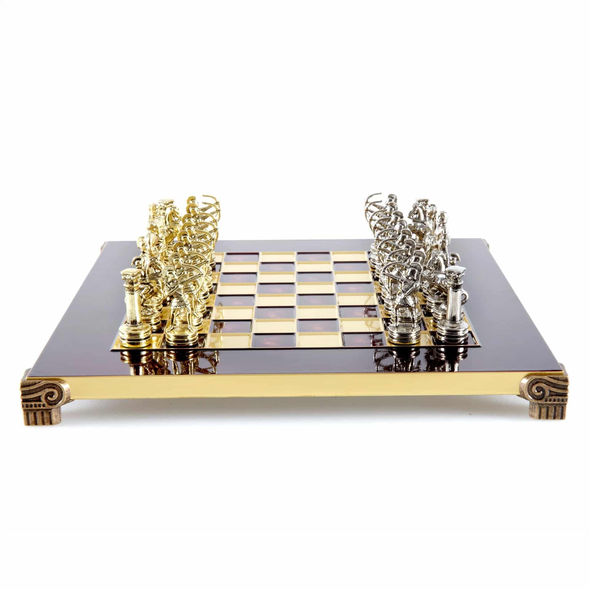 Piccolo Set di Scacchi in Metallo Argento e Oro Archers - Scatola in Legno Laminato con Scacchiera in Metallo - immagine 13