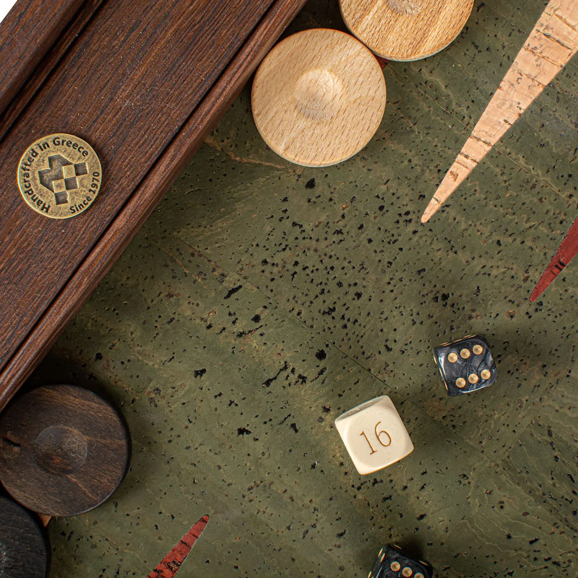 Backgammon en Liège Naturel Vert