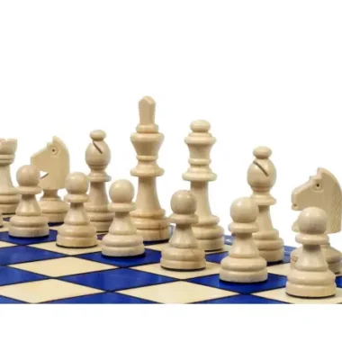 Jeu d’Échecs Magnétique en Bois Bleu et Ivoire – Échiquier Pliable 28 x 28 cm Parfait pour le Voyage
