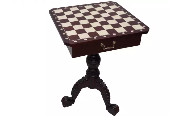 Table d’Echecs Elégante en Acajou et Erable – 75 cm de Hauteur avec Rangement Pratique