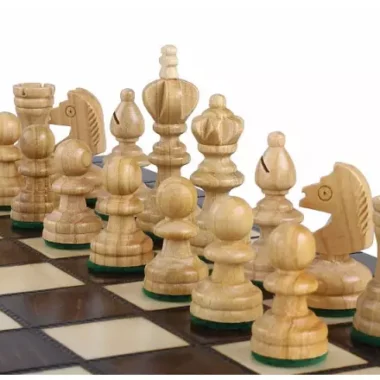 Coffret Jeu d'Echecs et de Dames en Bois de Cerisier – Jeu Traditionnel 2 en 1 avec Pièces Staunton