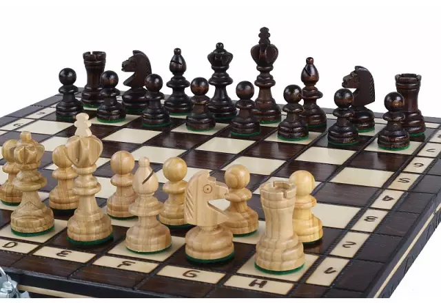 Coffret Jeu d'Echecs et de Dames en Bois de Cerisier – Jeu Traditionnel 2 en 1 avec Pièces Staunton