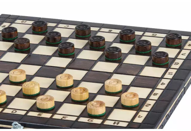 Coffret Jeu d'Echecs et de Dames en Bois de Cerisier – Jeu Traditionnel 2 en 1 avec Pièces Staunton