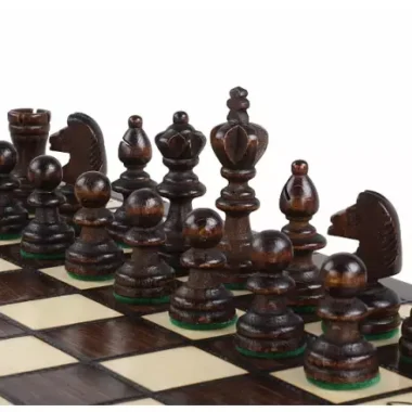 Coffret Jeu d'Echecs et de Dames en Bois de Cerisier – Jeu Traditionnel 2 en 1 avec Pièces Staunton