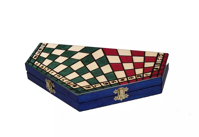Jeu d'Échecs à 3 Joueurs en Bois – Coffret Tricolore Taille Moyenne avec Pièces Staunton