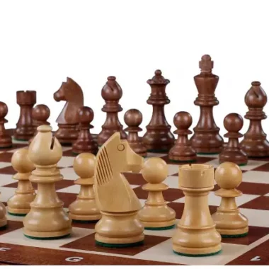 Set d’Echecs German Staunton Gold n°5 – Pièces en Bois et Echiquier Marqueté Pliant