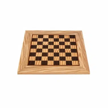 Plateau d'Échecs Bois d'Olivier et Wengé 33x33cm vu de dessus - Le Palais Des Echecs
