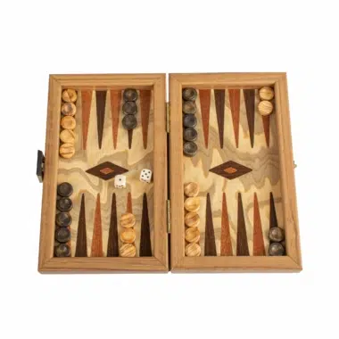 Piccolo Backgammon in Sughero Naturale Design Cubico - Pedine in Legno